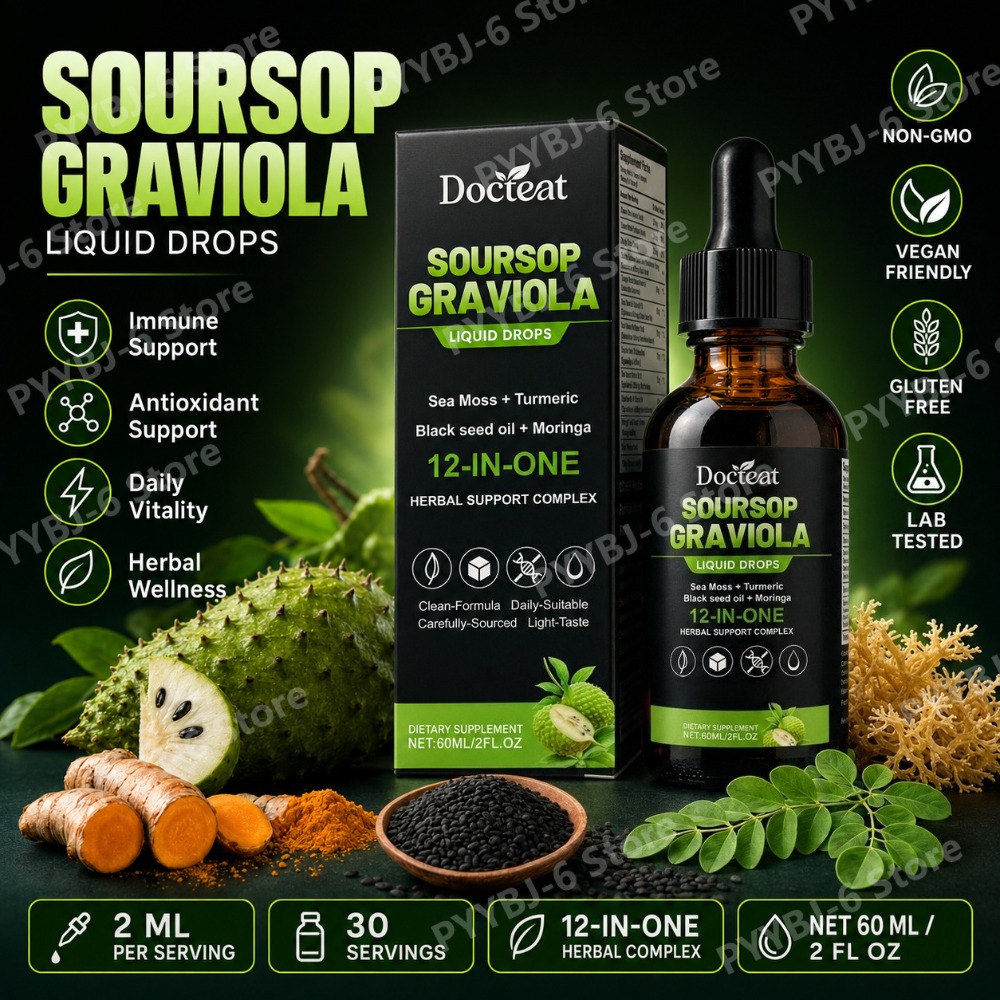 Herbal Wellness Liquid - Soursop Graviola Liquid Drops 12-in-1 Herbal