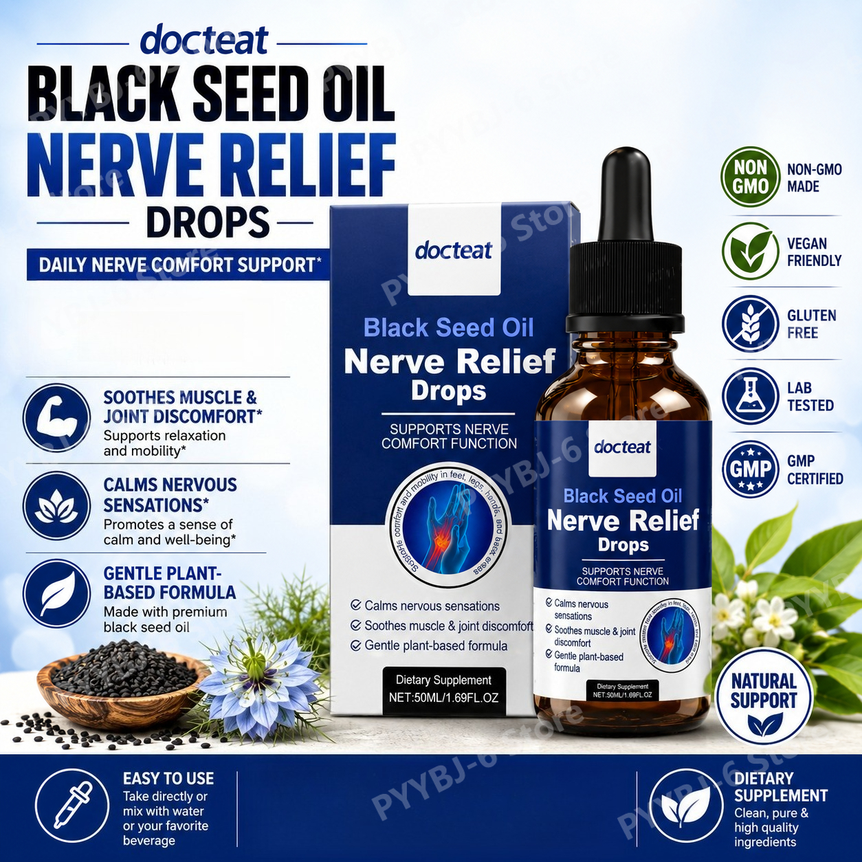 Black Seed Oil Liquid Drops 50 - Herbal Wellness Liquid avis et prix